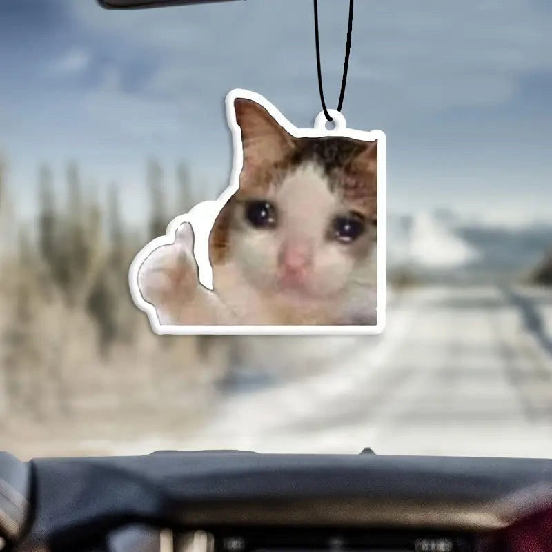 Thumb Up Crying Cat Car Air Freshener